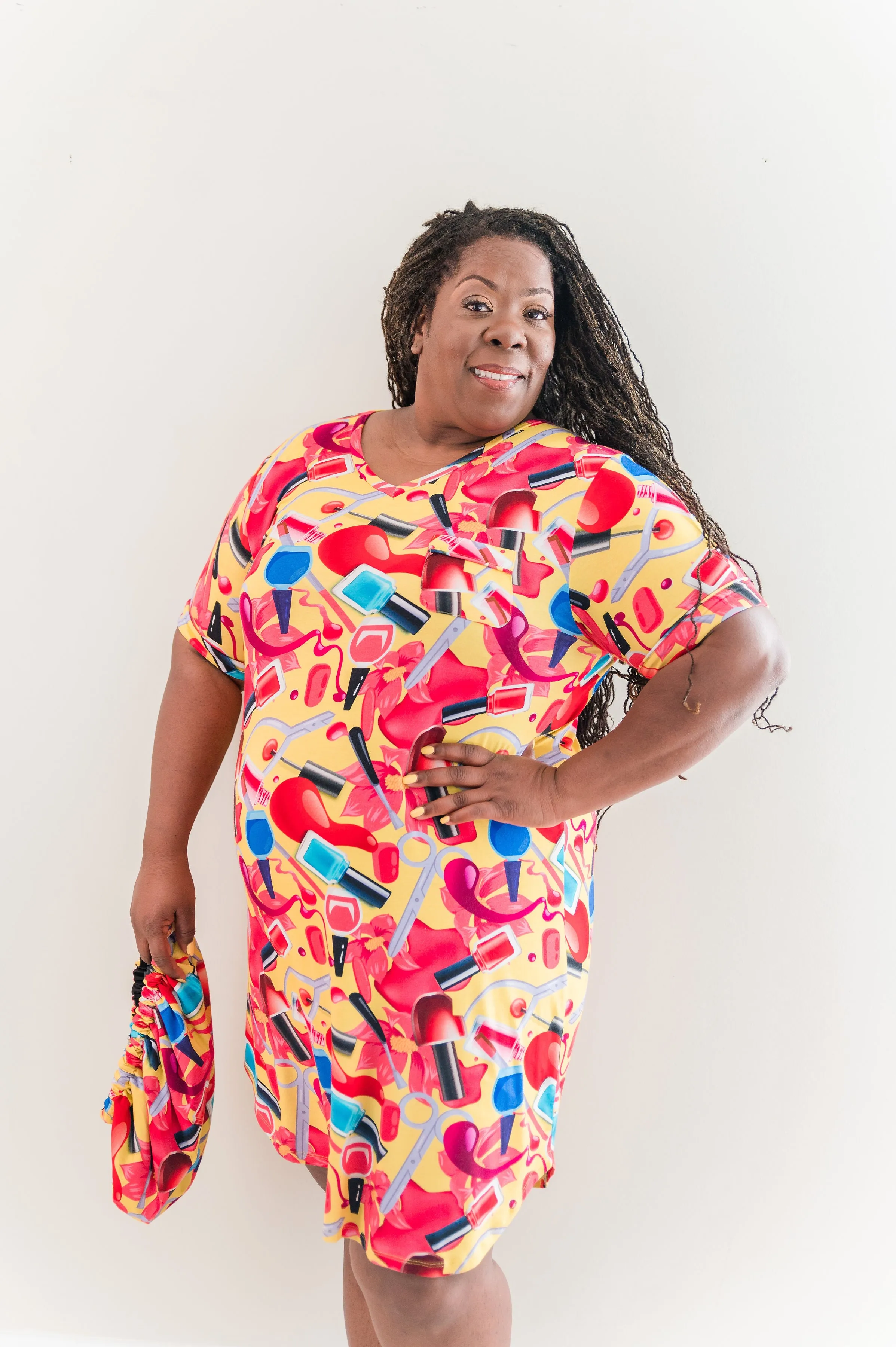 Nail Polish - Bamboo Short Sleeve Nightgown Set, With A Matching Satin-Lined Bonnet sold by Sleep Sassy product image thumbnail 4