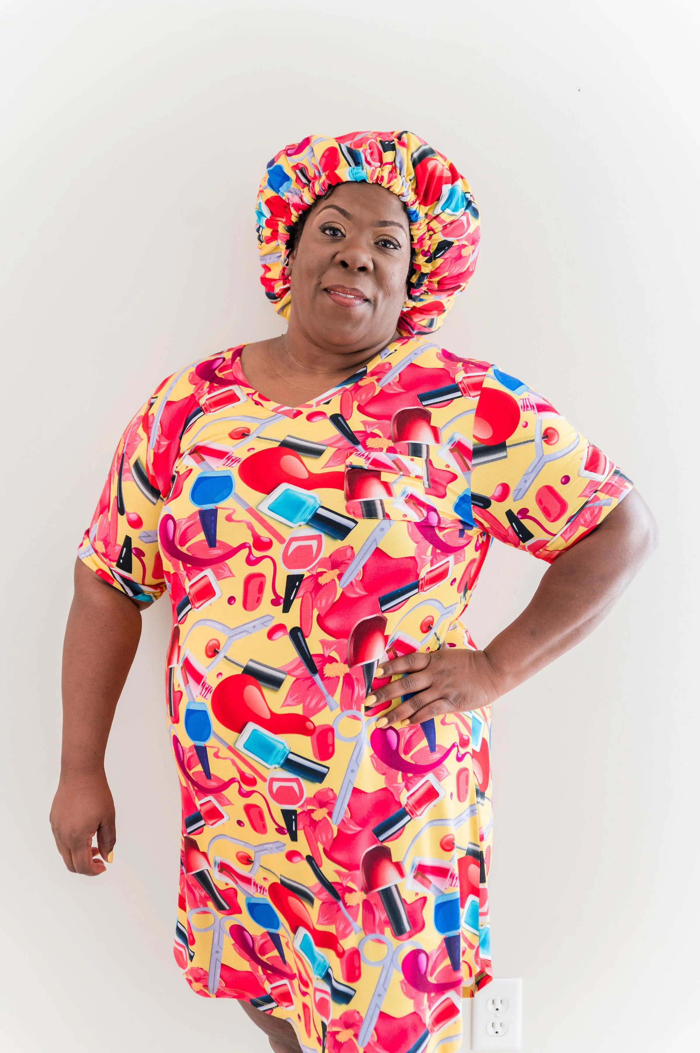 Nail Polish - Bamboo Short Sleeve Nightgown Set, With A Matching Satin-Lined Bonnet sold by Sleep Sassy product image thumbnail 2