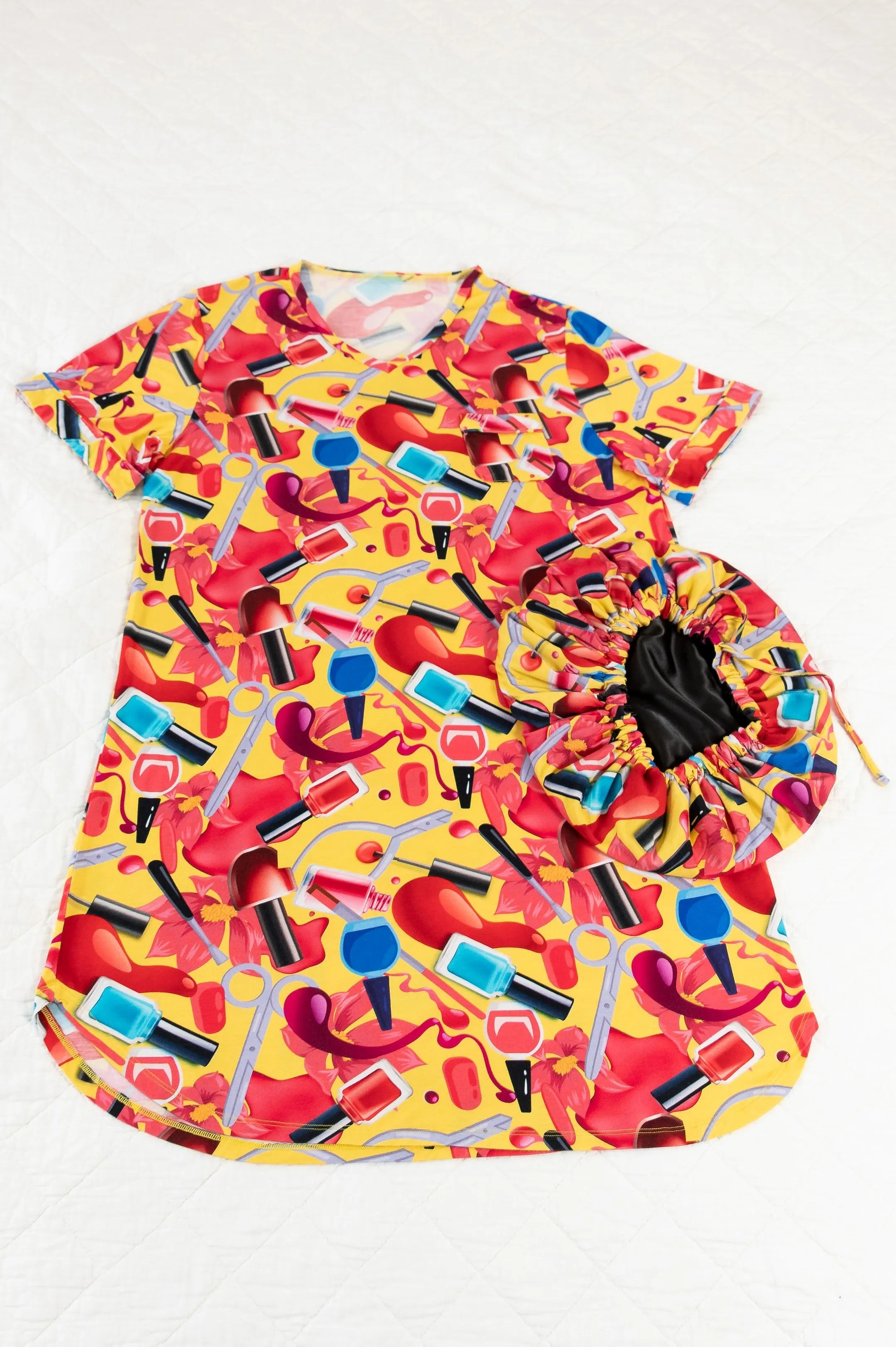 Nail Polish - Bamboo Short Sleeve Nightgown Set, With A Matching Satin-Lined Bonnet sold by Sleep Sassy product image thumbnail 5