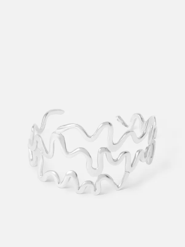 Shore Adjustable Cuff Bracelet In Silver made by YSSO