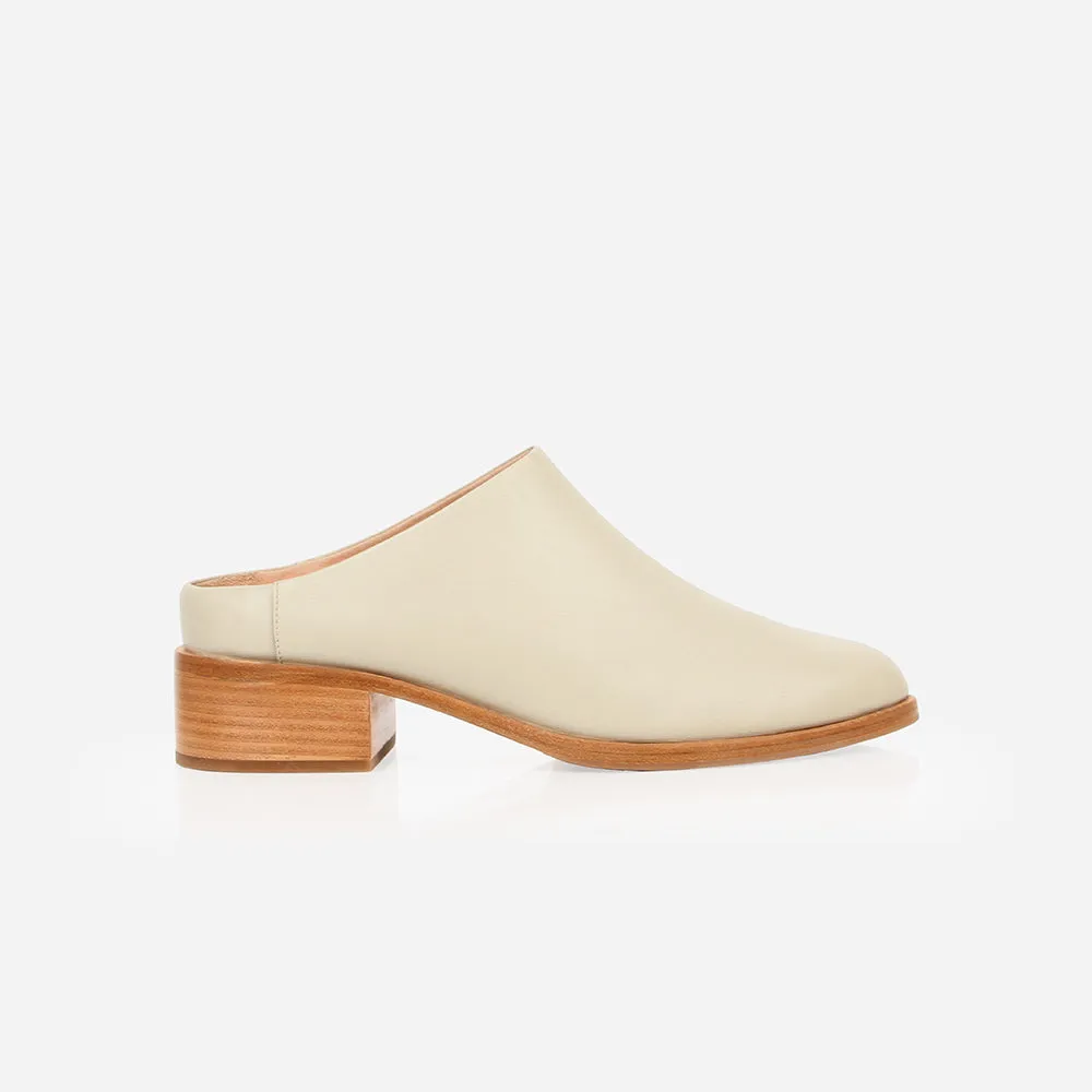 The Low Down Heeled Mule Oatmeal sold by Poppy Barley