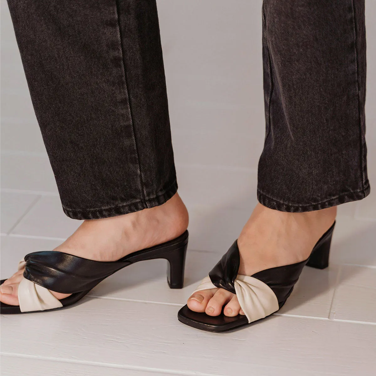 The Margot Heeled Sandal Black and White sold by Poppy Barley product image thumbnail 2