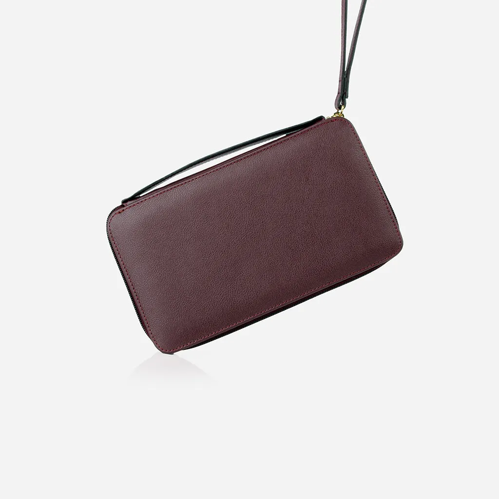 The My Whole Life Wallet Aubergine Micro Pebble sold by Poppy Barley