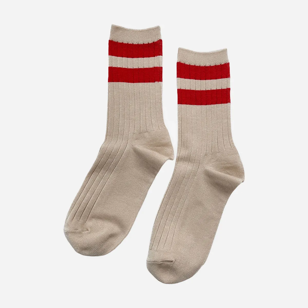 Le Bon Shoppe Her Varsity Socks Cream with Red sold by Poppy Barley product image thumbnail 3