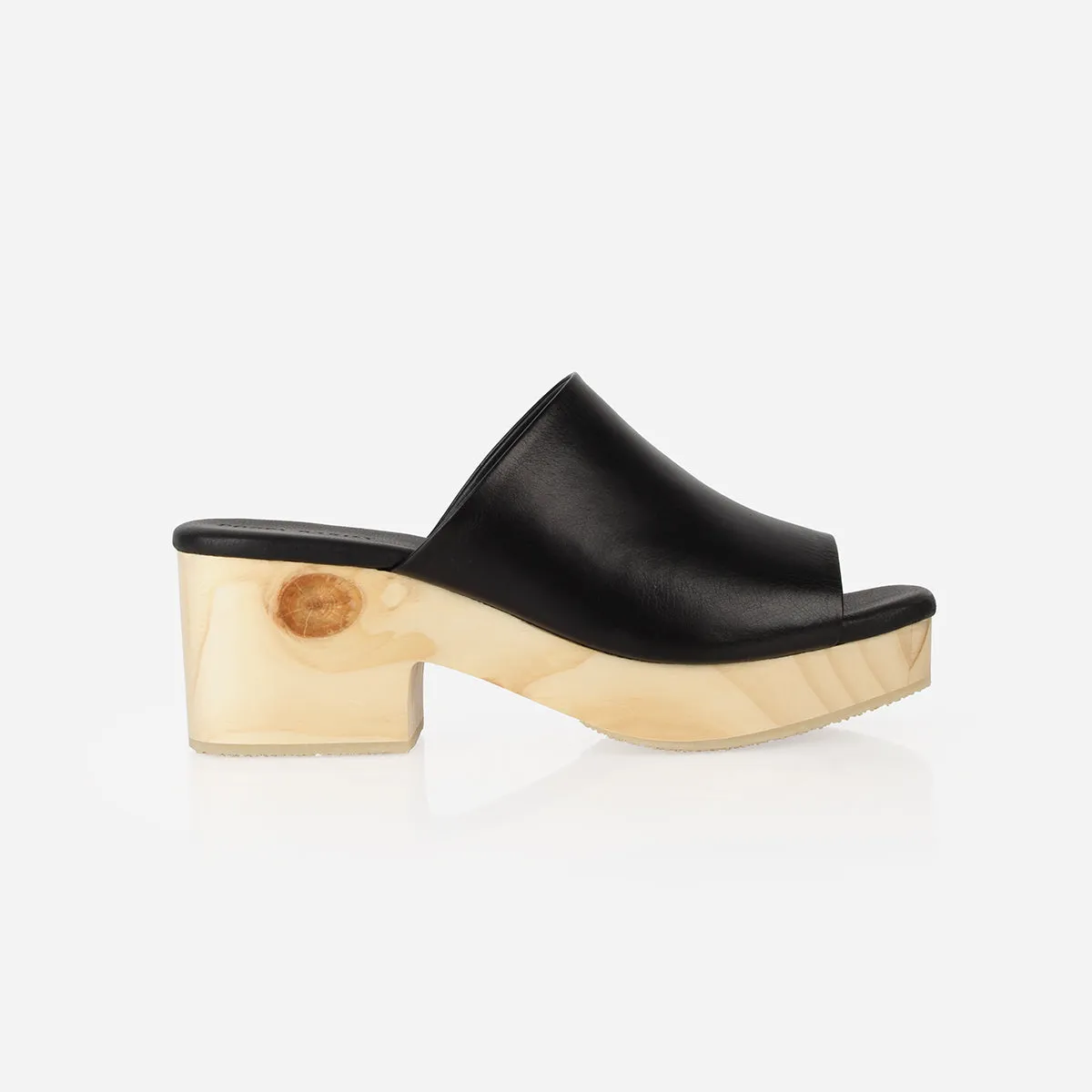 The Boardwalk Clog Black sold by Poppy Barley