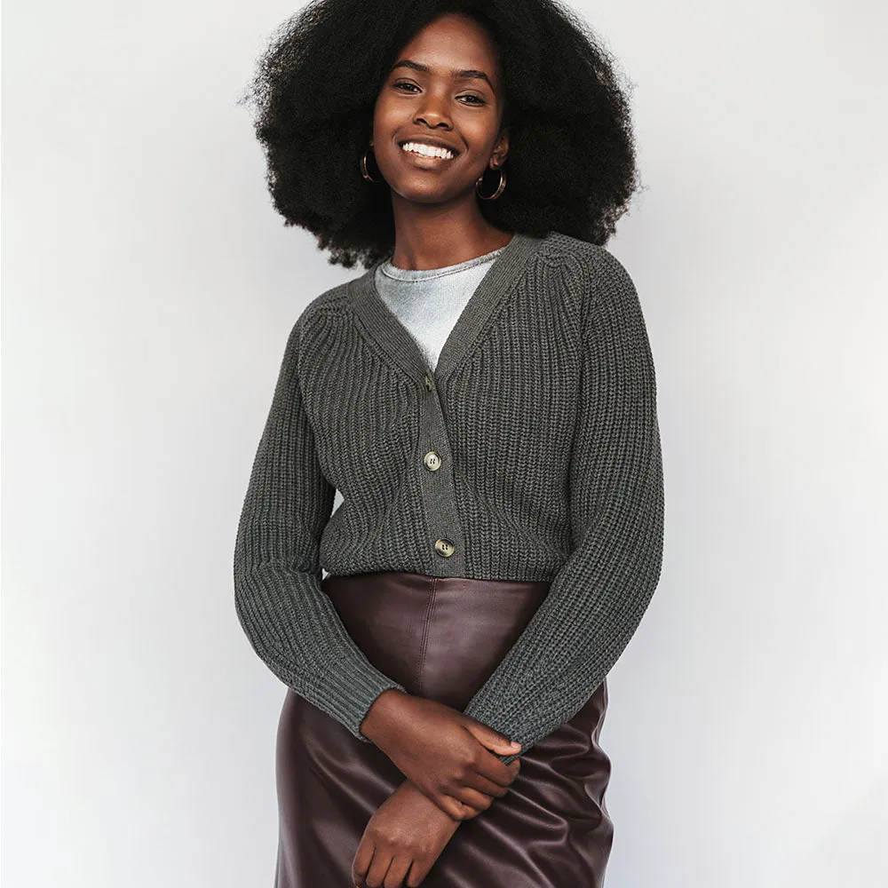 The Novel Cardigan Melange Grey sold by Poppy Barley