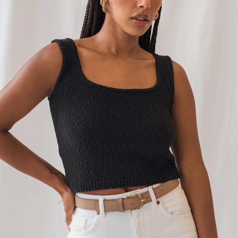 The Hamptons Tank Black sold by Poppy Barley