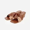 The Margot Heeled Sandal Pecan and Fauna sold by Poppy Barley