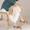 The Margot Heeled Sandal Pecan and Fauna sold by Poppy Barley