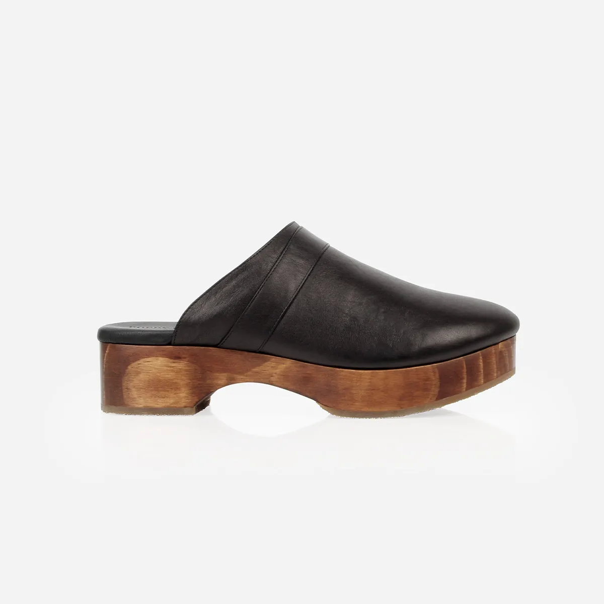 The Brooklyn Clog Black sold by Poppy Barley