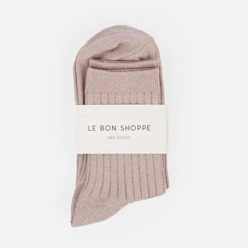 Le Bon Shoppe Her Socks Rose Glitter sold by Poppy Barley