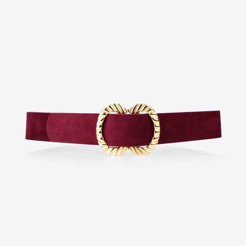 The Infinite Belt Gold Burgundy Suede sold by Poppy Barley