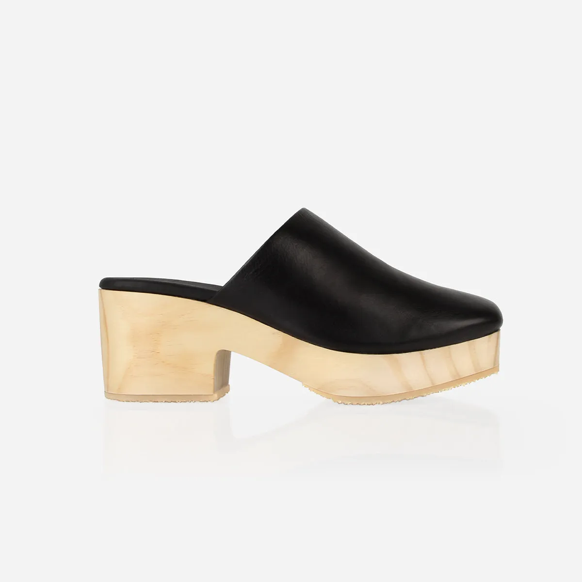 The West Coast Clog Black sold by Poppy Barley