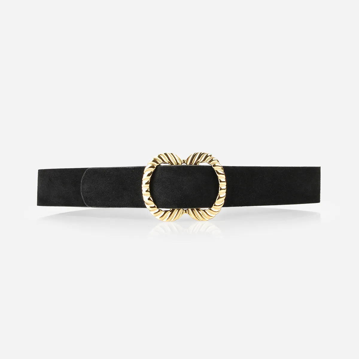 The Infinite Belt Gold Black Suede sold by Poppy Barley