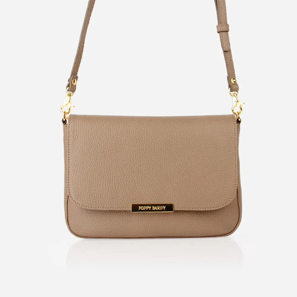 The Medium Day to Night Bag Biscotti Pebble sold by Poppy Barley