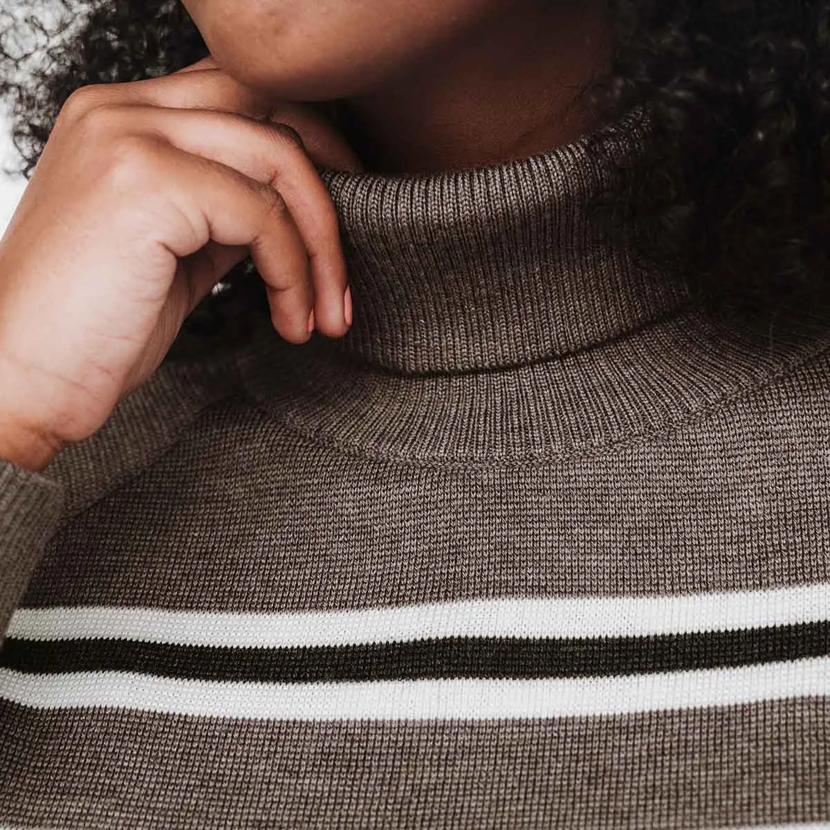 The Go-To Turtleneck Taupe Multistripe sold by Poppy Barley product image thumbnail 3