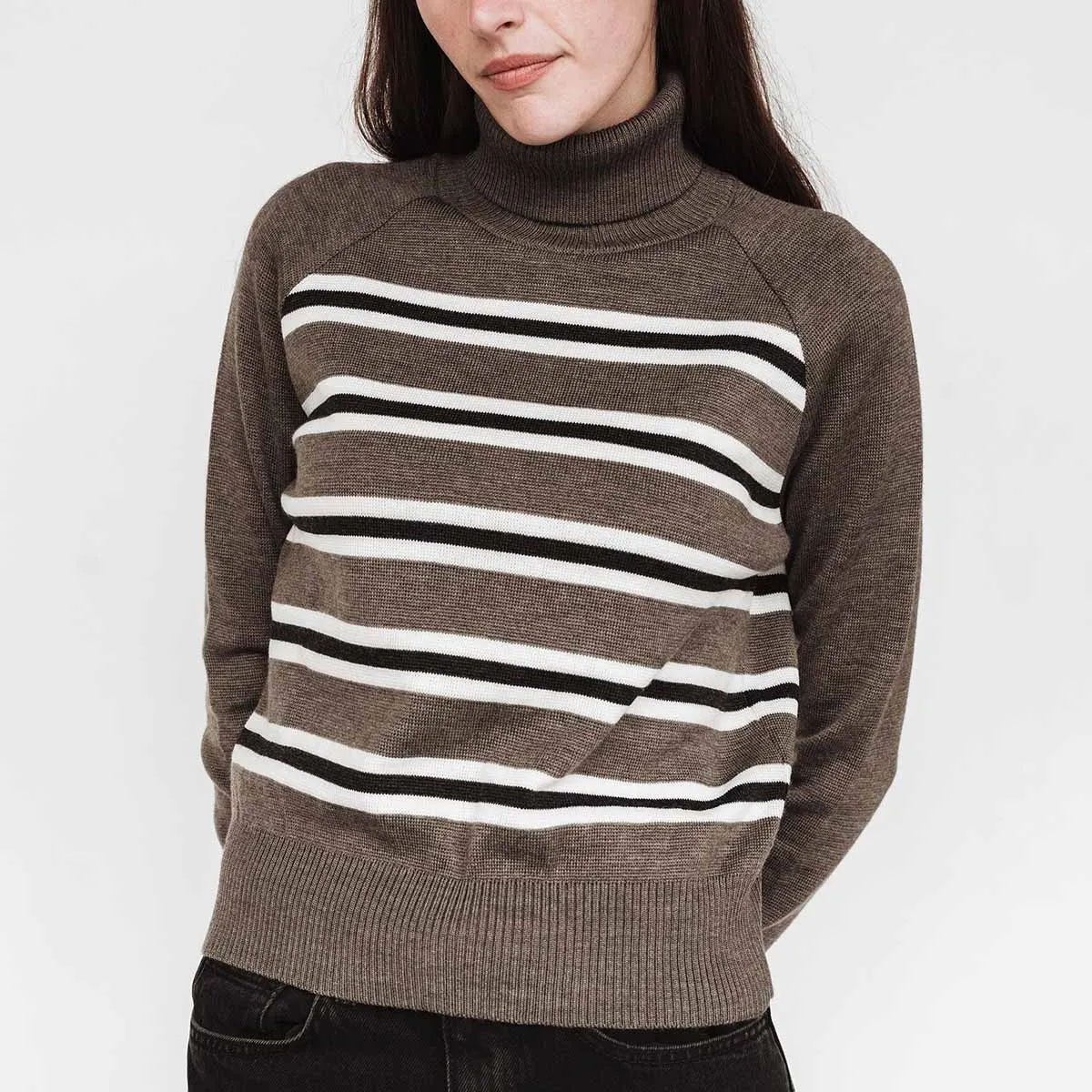The Go-To Turtleneck Taupe Multistripe sold by Poppy Barley product image thumbnail 2