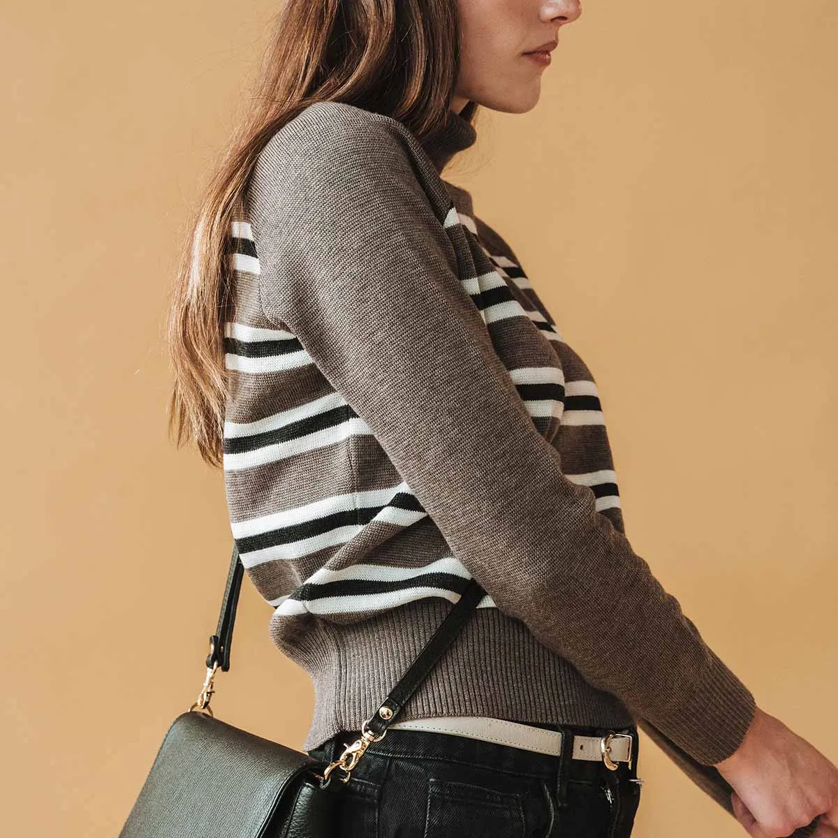 The Go-To Turtleneck Taupe Multistripe sold by Poppy Barley product image thumbnail 4