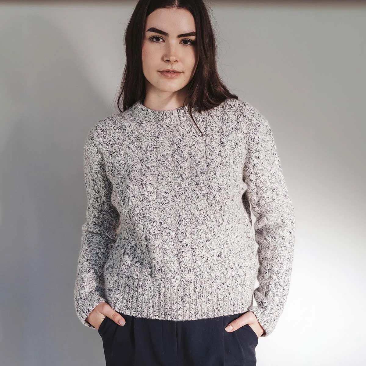 The Highlands Cable Knit Marine Melange sold by Poppy Barley product image thumbnail 5