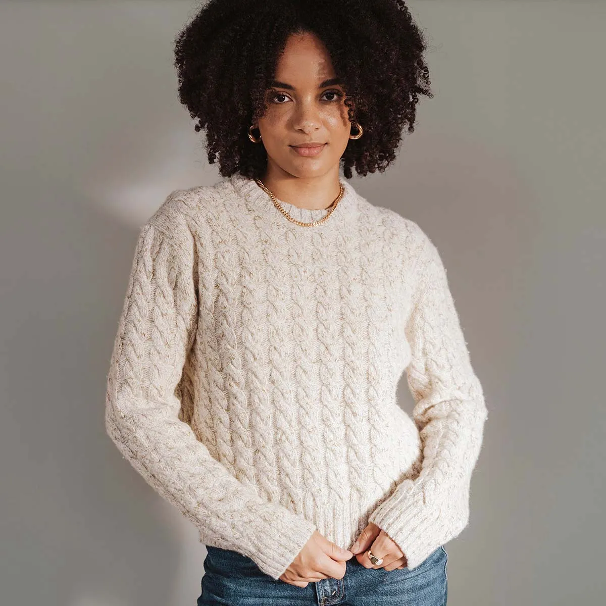 The Highlands Cable Knit Isle Melange sold by Poppy Barley