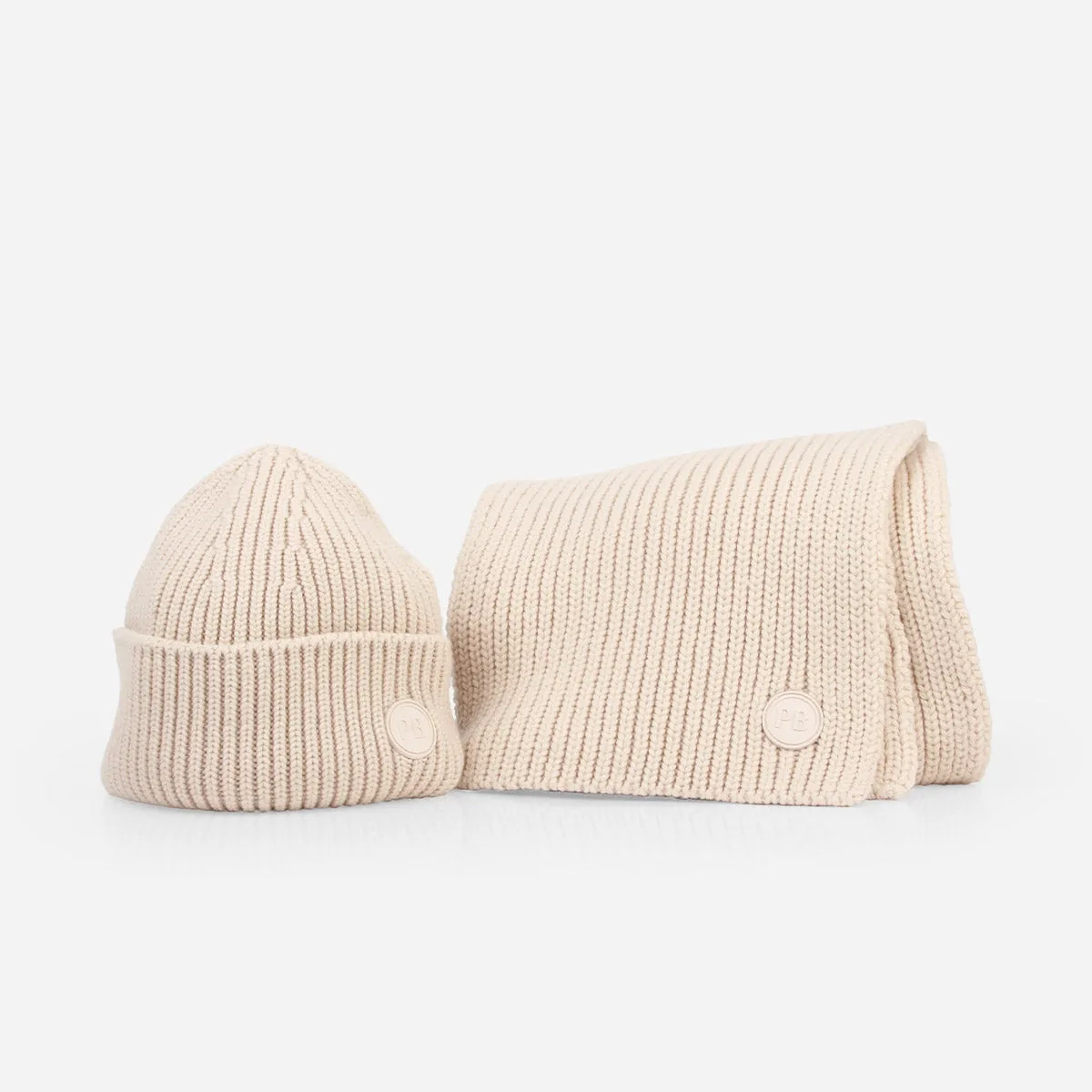 The Sauna Beanie and Scarf Birch Set sold by Poppy Barley