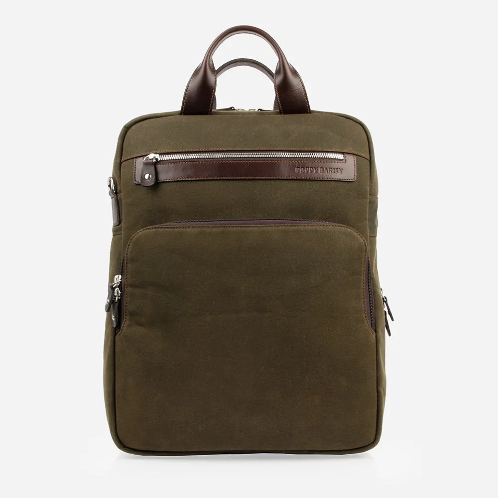 The Backpack Olive Canvas sold by Poppy Barley