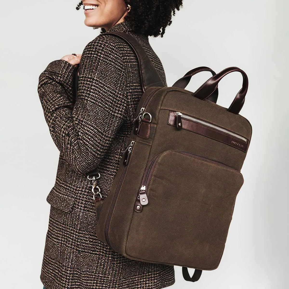 The Backpack Olive Canvas sold by Poppy Barley product image thumbnail 2