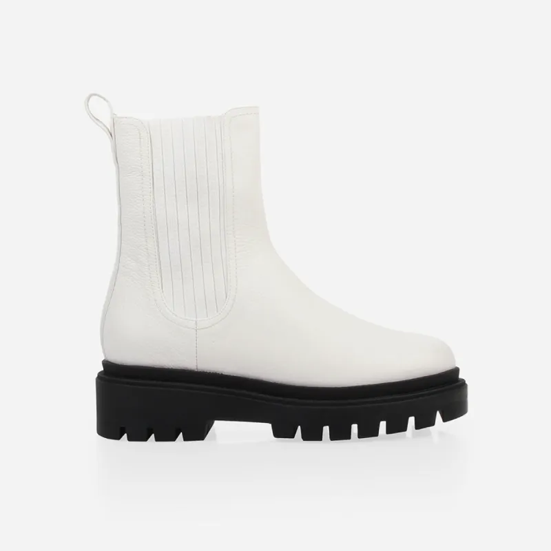 The Alpine Chelsea Boot White made by Poppy Barley