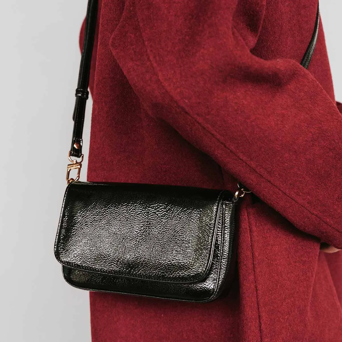 The Day to Night Bag Black Crinkle Patent sold by Poppy Barley product image thumbnail 2