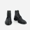 The Yukon Lace Up Boot Black Pebble sold by Poppy Barley