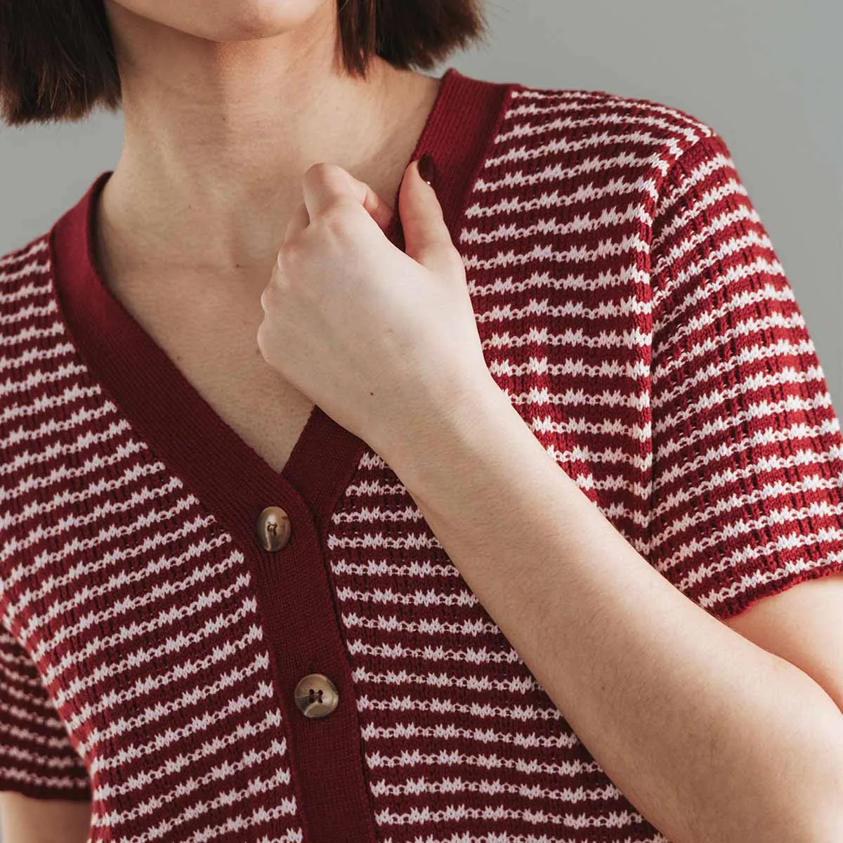 The Beach House Cardigan Cherry Stripe sold by Poppy Barley product image thumbnail 3