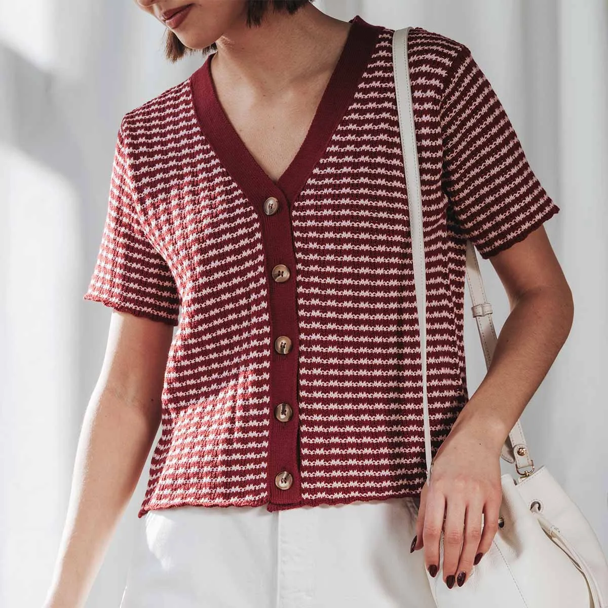 The Beach House Cardigan Cherry Stripe sold by Poppy Barley product image thumbnail 4