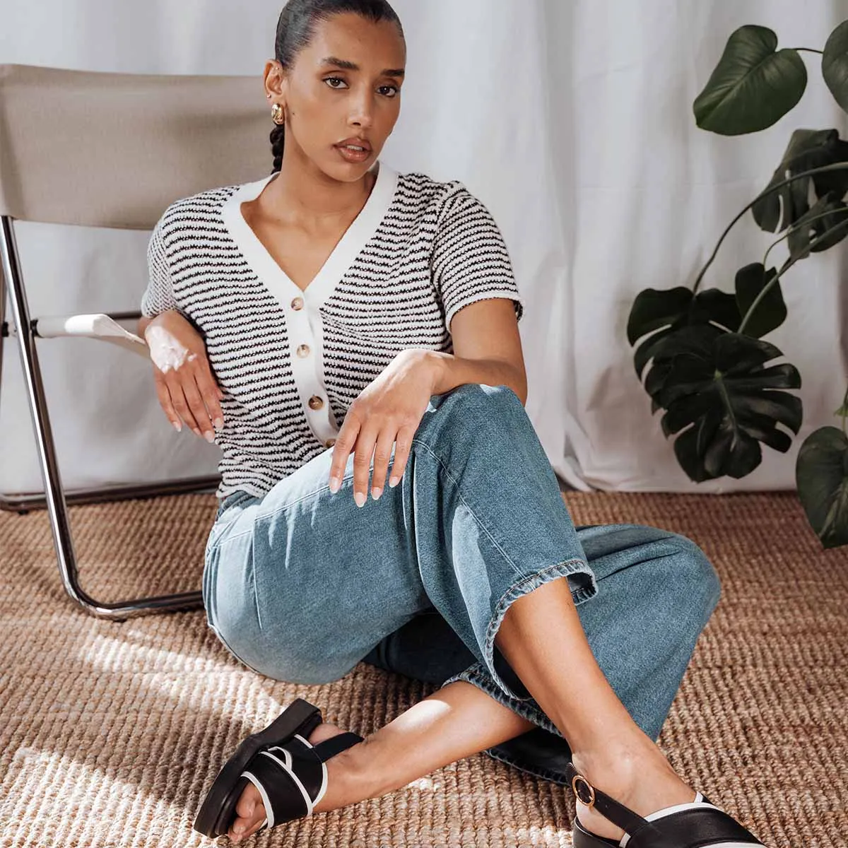 The Beach House Cardigan Black Stripe sold by Poppy Barley product image thumbnail 4