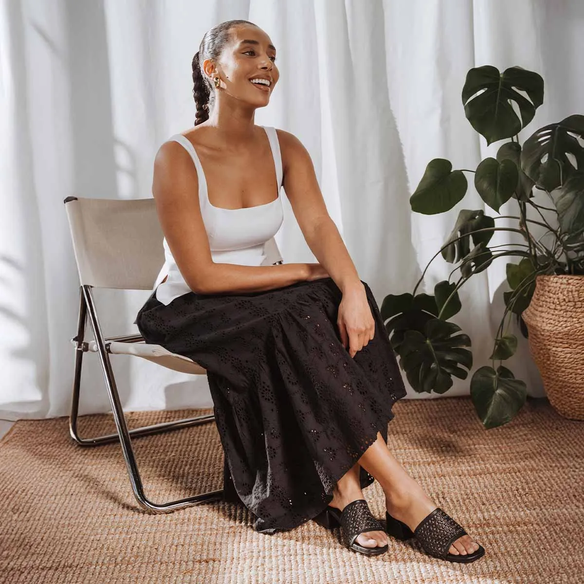 The Paloma Heeled Sandal Perforated Black sold by Poppy Barley product image thumbnail 3