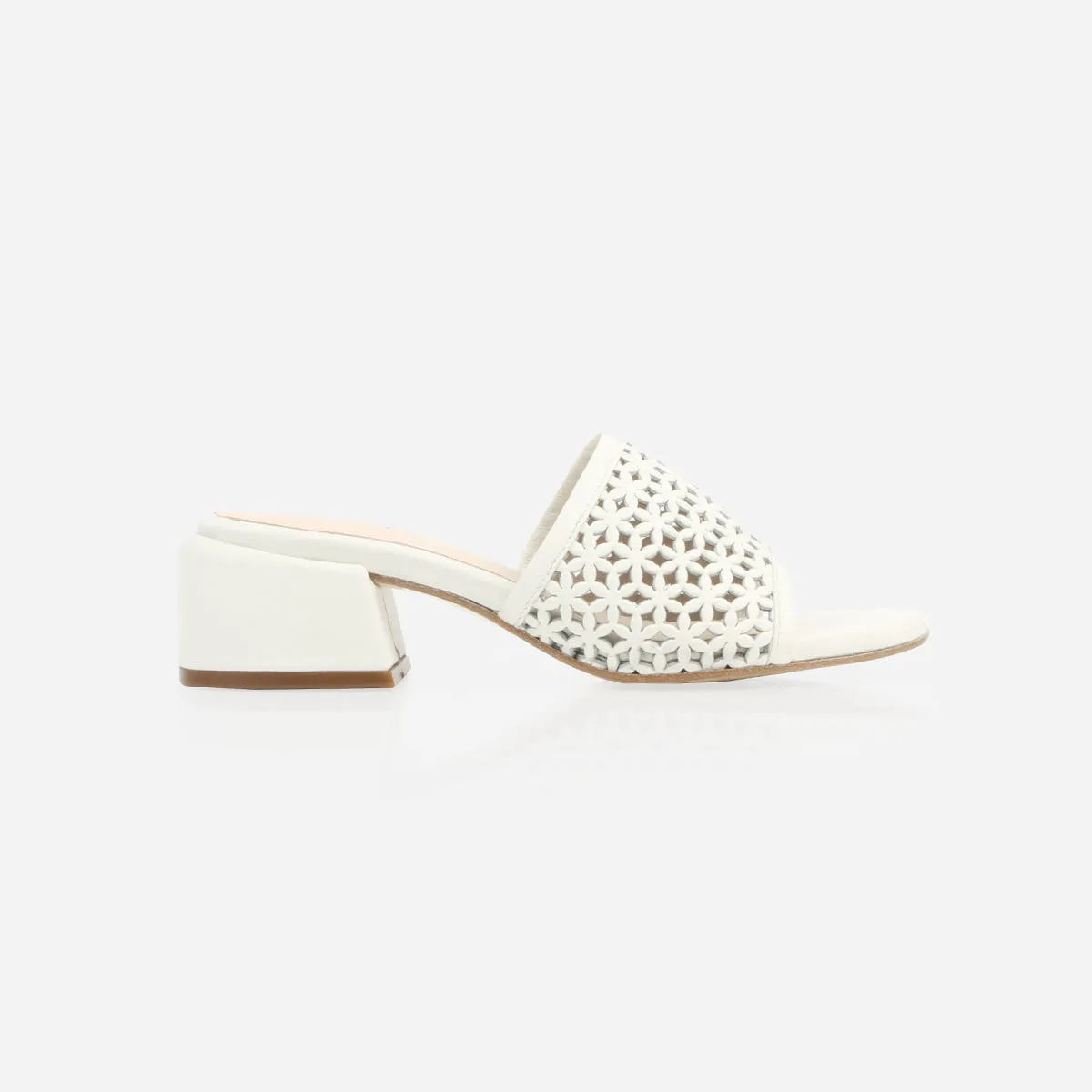 The Paloma Heeled Sandal Perforated Panna Cotta sold by Poppy Barley