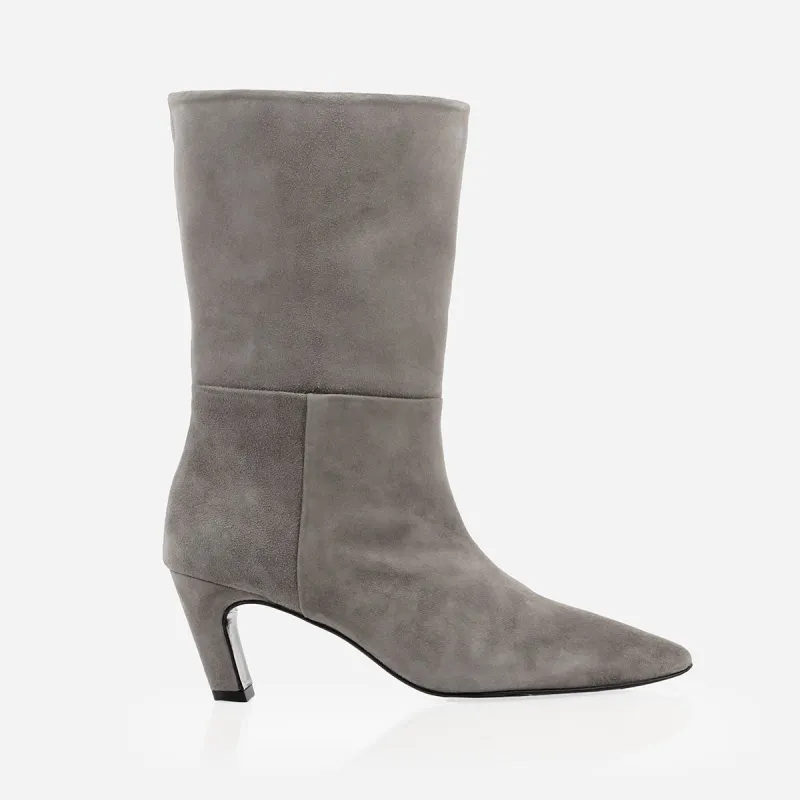 The Toujours Midi Boot Slate Grey Suede made by Poppy Barley