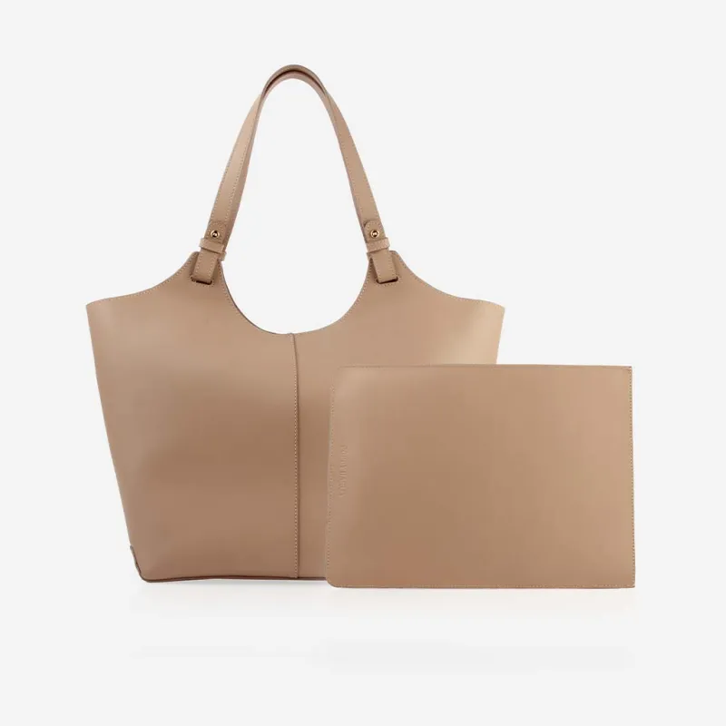 The Lisboa Tote + Laptop Sleeve Set Biscotti sold by Poppy Barley