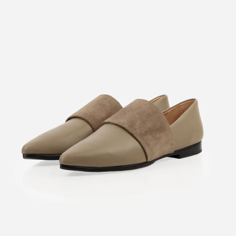 The Luxe Fit Flat Truffle sold by Poppy Barley