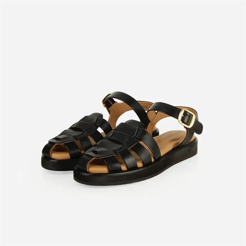 The Beachcomber Sandal Black made by Poppy Barley