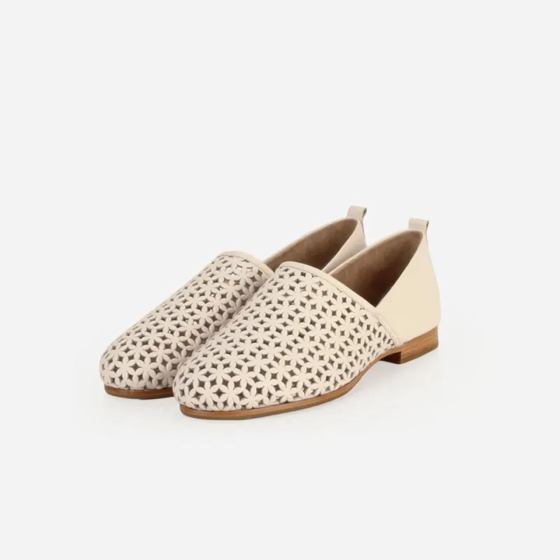 The At-Leisure Slip-On 2.0 Perforated Oat Milk sold by Poppy Barley