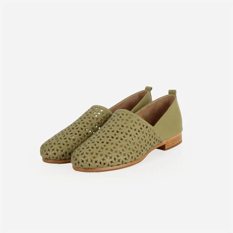 The At-Leisure Slip-On 2.0 Perforated Matcha sold by Poppy Barley