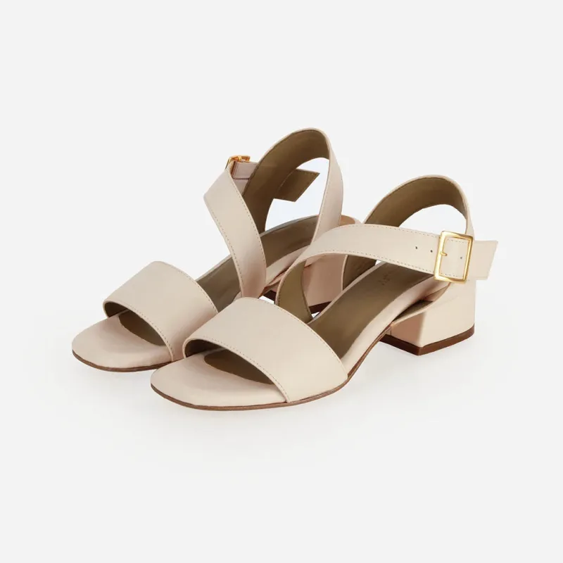 The Soirée Heeled Sandal Oat Milk sold by Poppy Barley