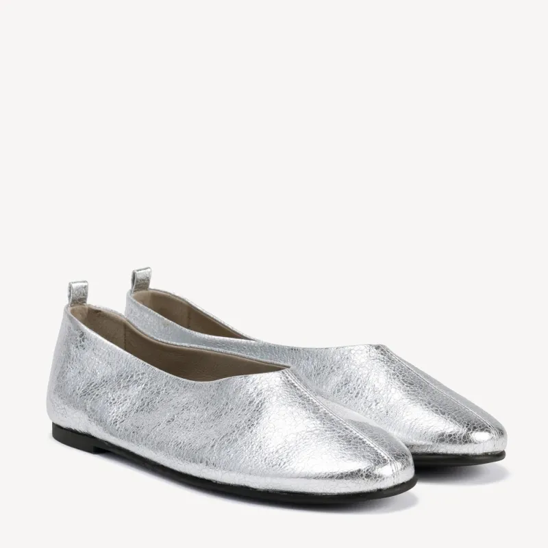 The Contemporary Ballet Flat Silver made by Poppy Barley