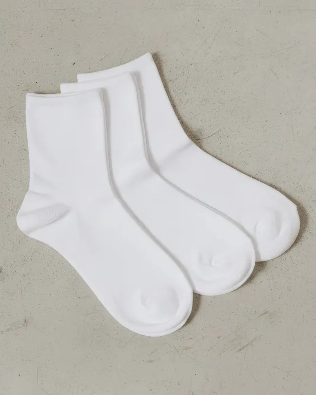 The Daily Mid Crew Sock White 3-Pack made by Poppy Barley