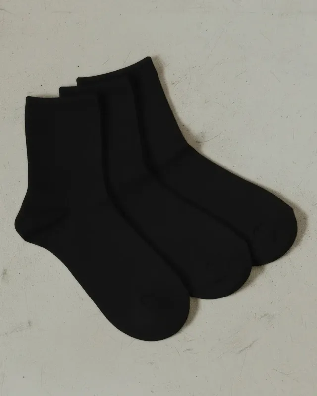 The Daily Mid Crew Sock Black 3-Pack made by Poppy Barley