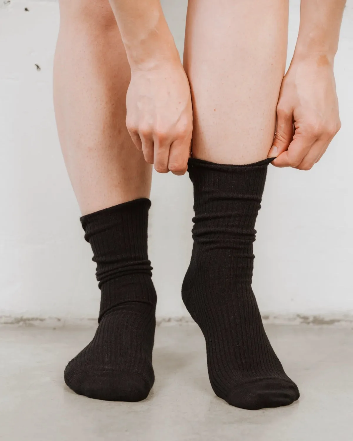 The Ribbed Crew Sock Black 3-Pack sold by Poppy Barley product image thumbnail 3