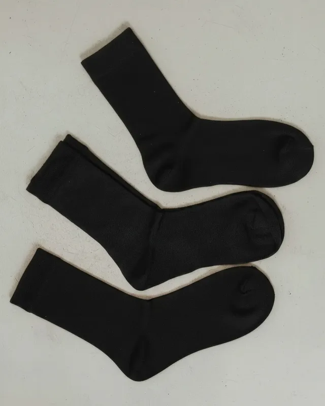 The Dressy Crew Sock Black 3-Pack made by Poppy Barley