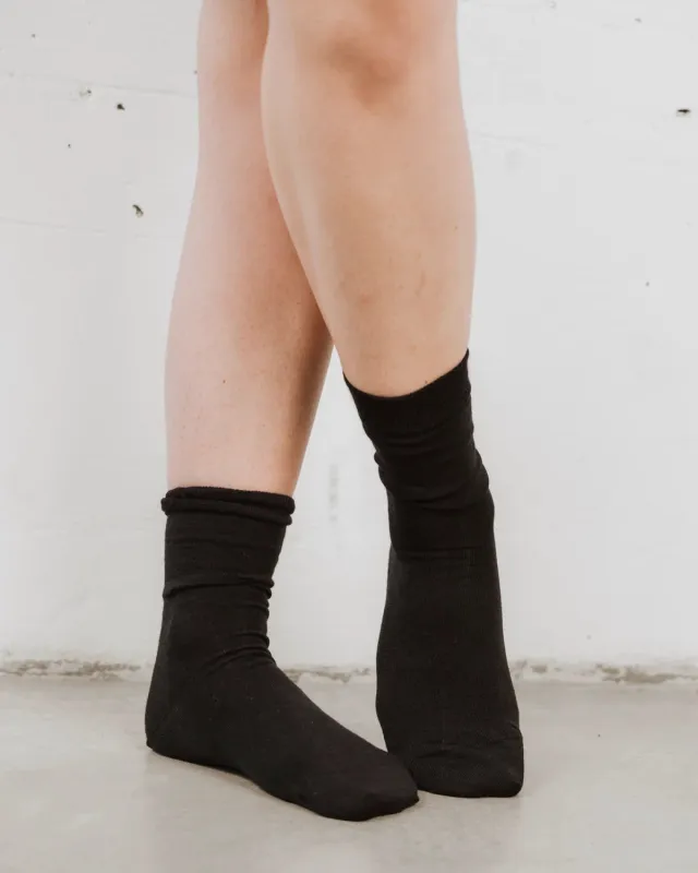 The Dressy Crew Sock Black made by Poppy Barley