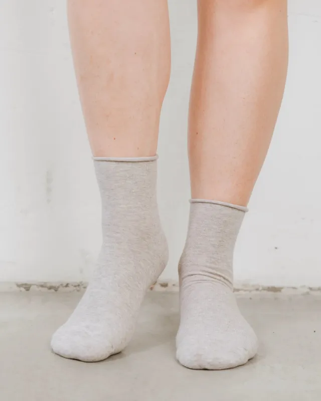 The Daily Mid Crew Sock Grey Melange made by Poppy Barley