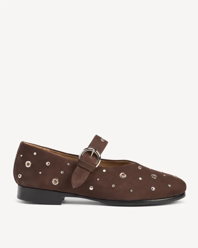 The BLVD Mary Jane Cocoa Plum Studded made by Poppy Barley